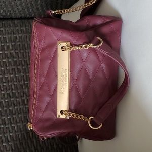 Bebe Crossbody Bag Maroon with Gold Detailing